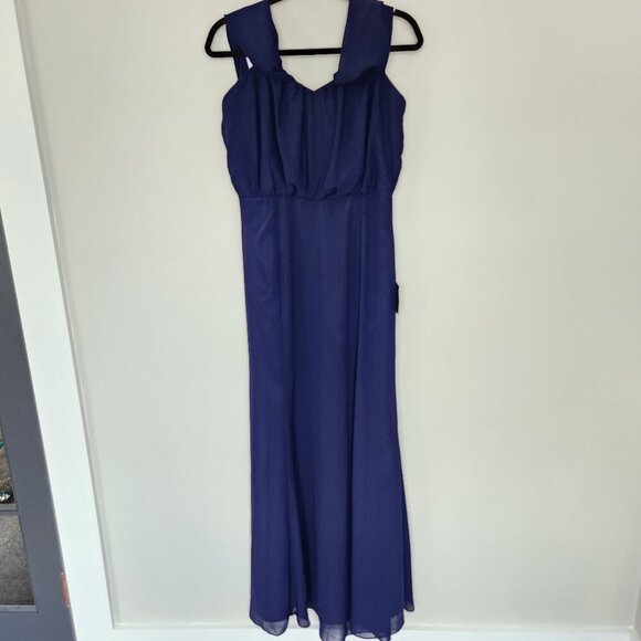 Lulus Elegant Navy Off-Shoulder Maxi Dress - Picture 2 of 7